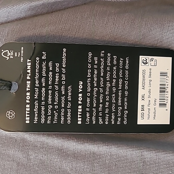 allbirds XXL Woman's Natural Flow Studio Long sleeve top Medium Grey - Picture 4 of 6